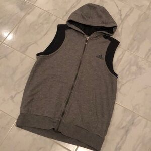 ADIDAS youth gray hoodie vest zip up. EUC!